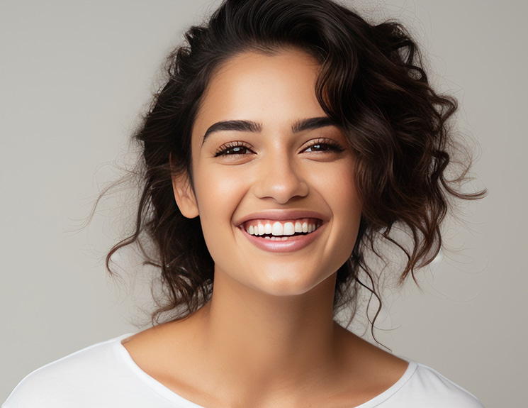 beautiful young latin hispanic model woman smiling with clean teeth